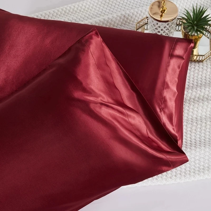 2PCS Silk Pillowcase Pillow Cover Silky Satin Hair Beauty Comfortable Decor Covers 51X66CM