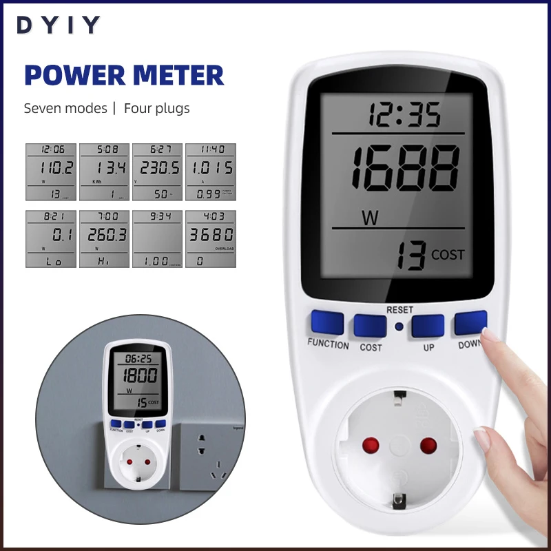 

Digital Wattmeter AC 230V 110V Power Meter Electricy Consumption Energy Meter EU Plug Power Kilowatt Wattage Electricity Meter