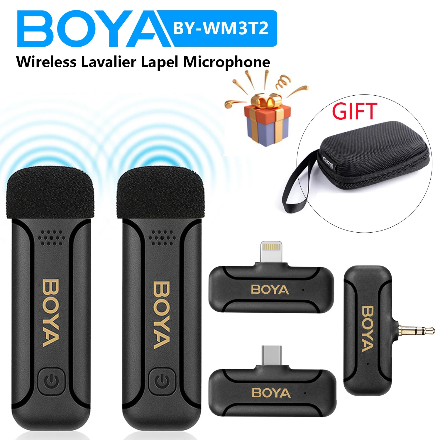 BY-WM3T2 Wireless Lavalier Lapel Microphone for PC iPhone Android Mobile  Streaming Youtube Recording-Aliexpress
