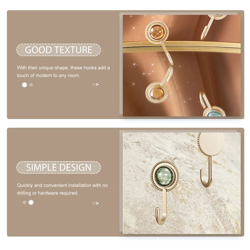 4pcs Diamond hooks Wall Mount Hooks Key Umbrella hooks Adhesive Wall Hangers Multi-use Wall Hooks Bathroom Towels Storage Hooks 3