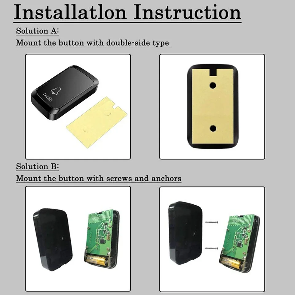 Intelligent Waterproof Wireless Doorbell LED Light Cordless Door Ring Bell 58 Chimes A06 US EU UK Plug