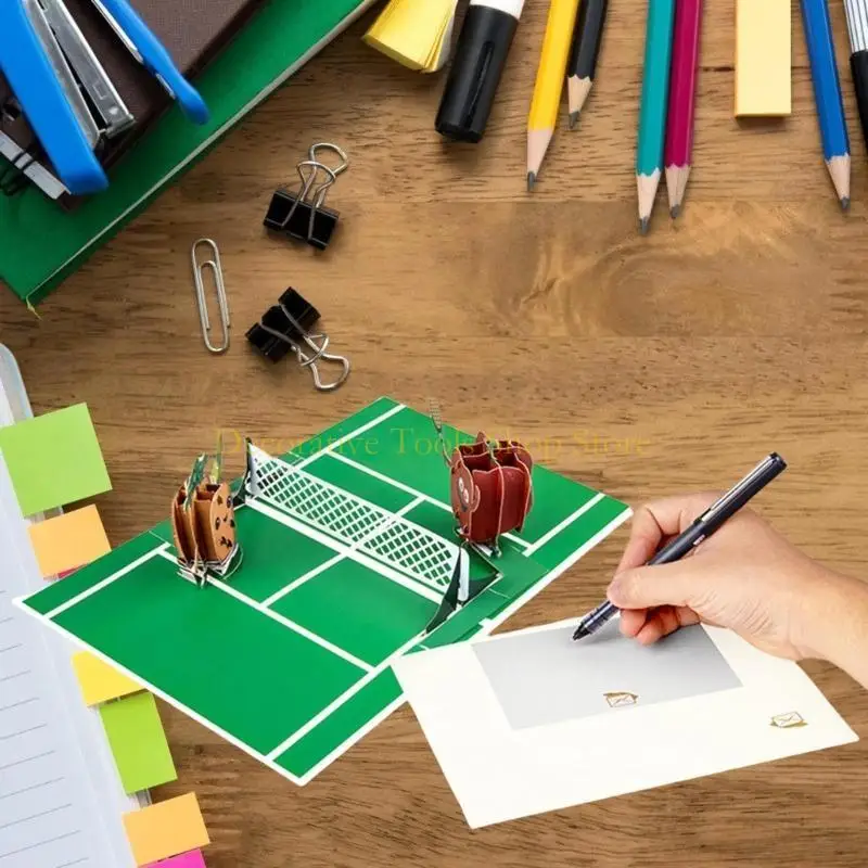 QX2E Intricate 3D Tennis Theme Card for Birthdays and Anniversaries Greeting Card