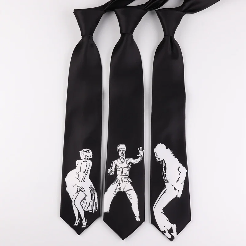 

Free Shipping New Male men's Original personality necktie Korean Student Casual Fun Graffiti Tie Mike Jackson Bruce Lee Monroe