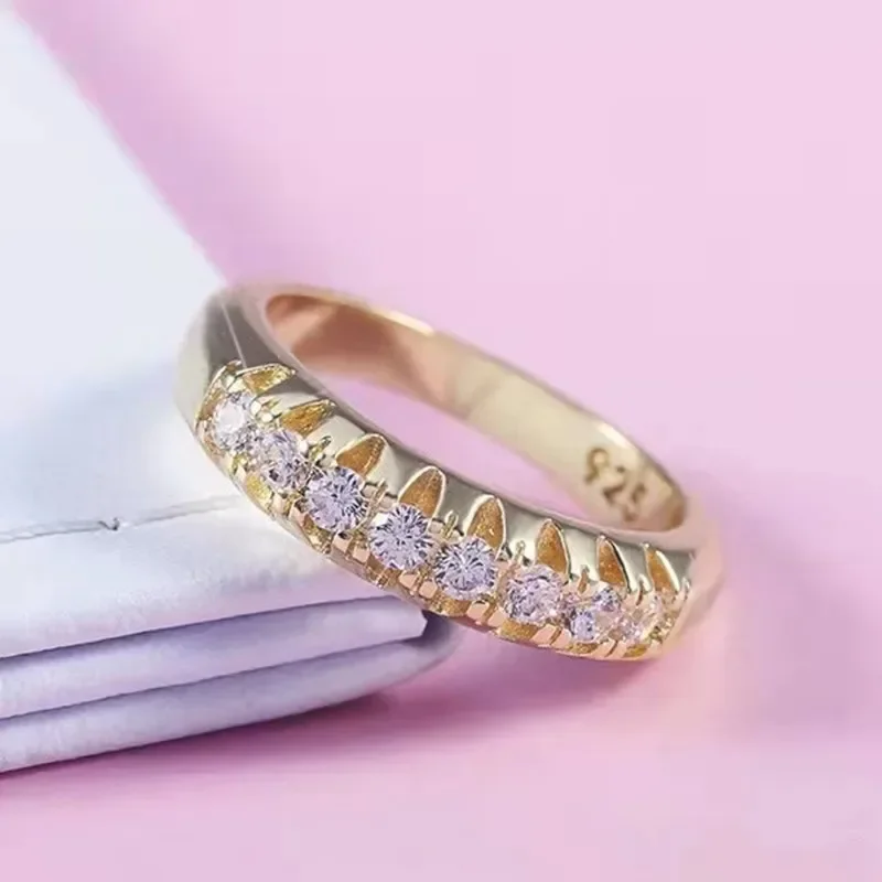 New Fashion Single Row Geometric Ring Women Light Luxury Shiny Zircon Ring Female Exquisite Jewelry Accessories طيز بنات صغار