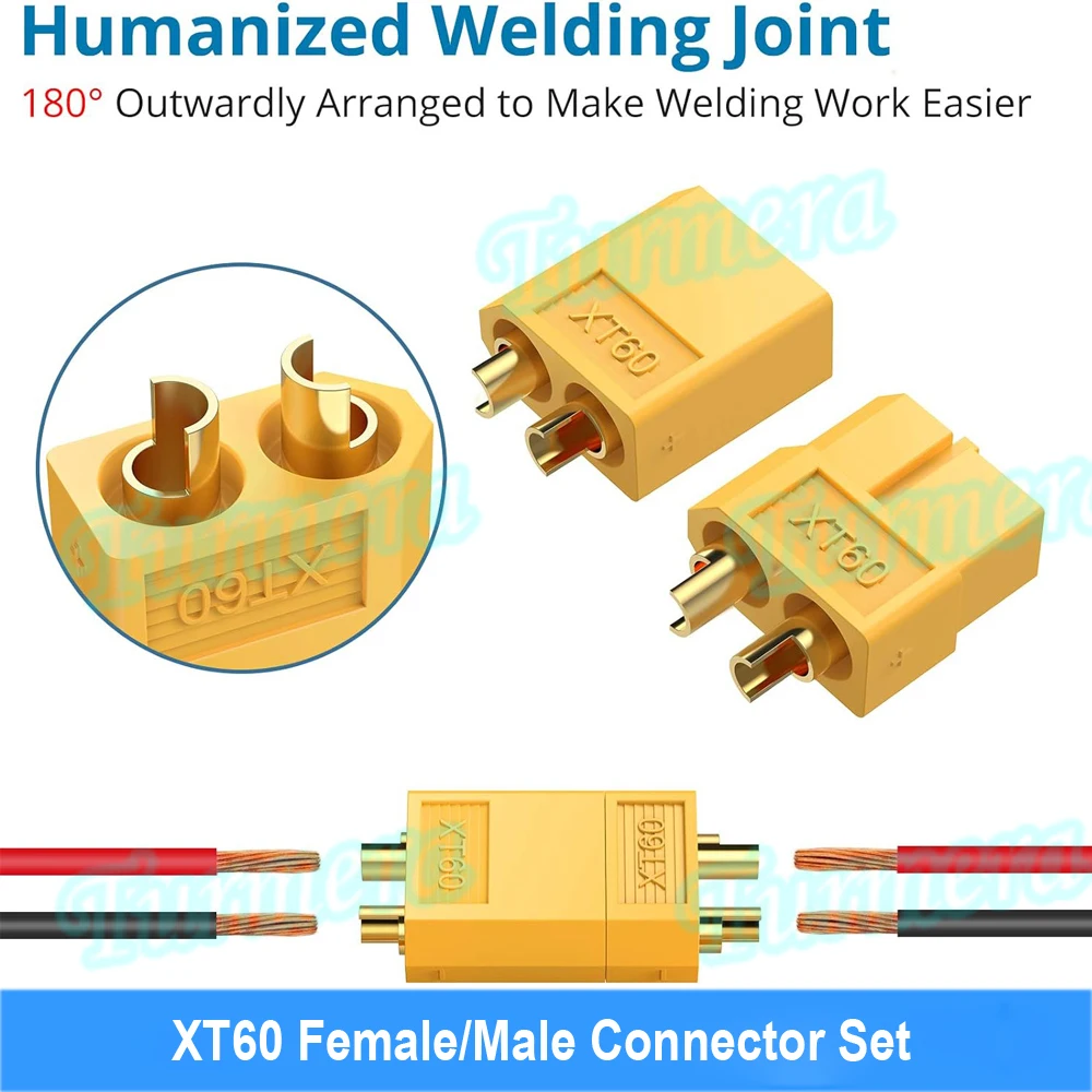 5 Paia Connettori XT60 Maschio/Femmina Con Guaina - Per Drone E Applicazioni Elettroniche