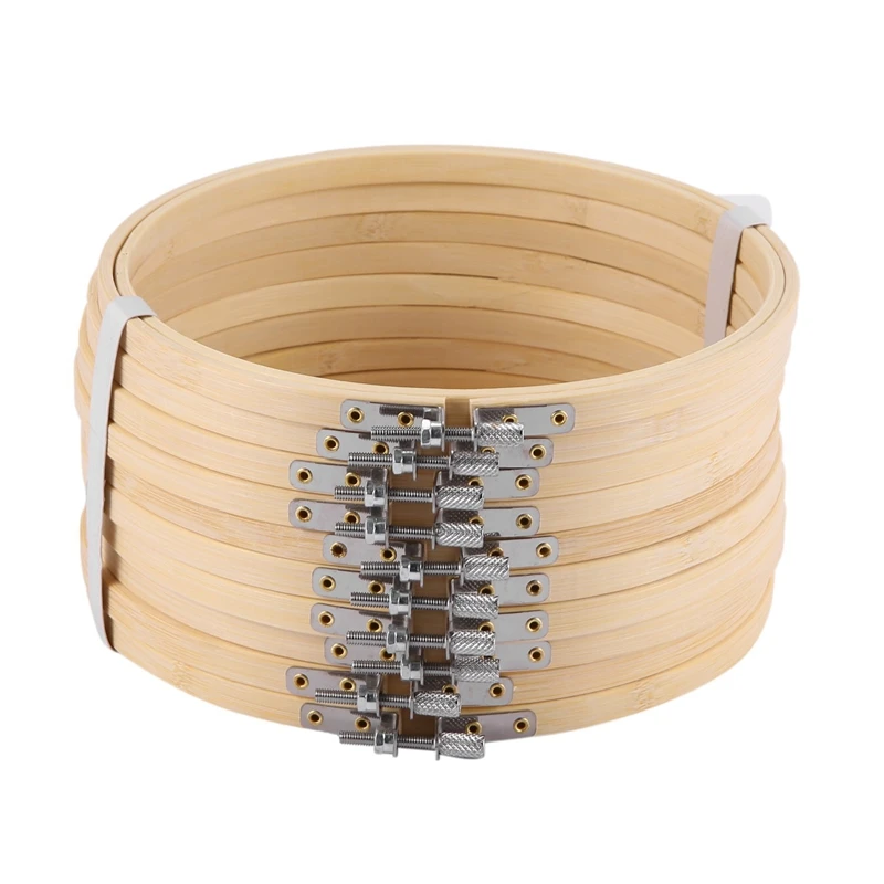 20 Pieces 6.7Inch 17Cm Round Wooden Embroidery Hoops Set Bulk Adjustable Bamboo Circle Cross Stitch Hoop Ring CNIM Hot