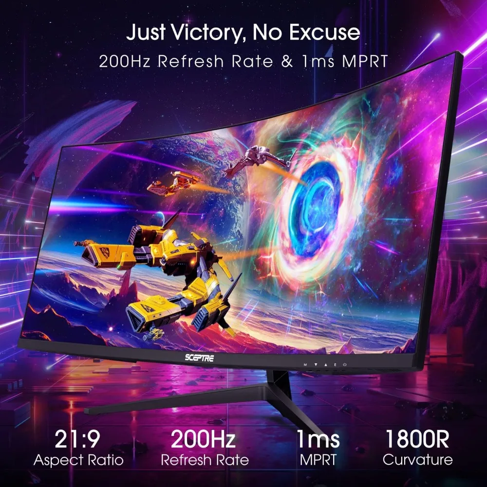 30-inch Curved Gaming Monitor 21:9 2560x1080 Ultra Wide/ Slimup to 200Hz Build-in Speakers 3