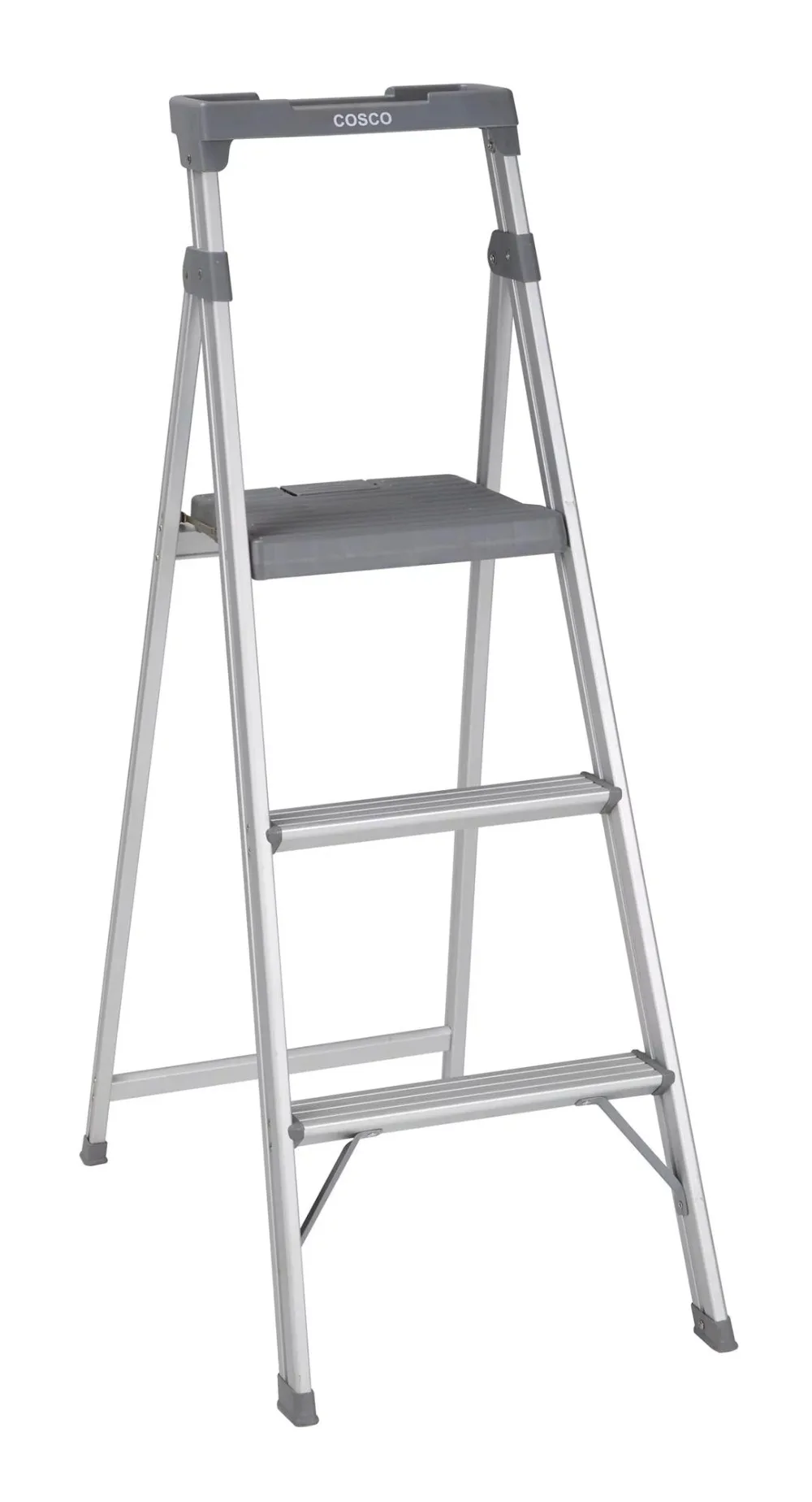 

Cosco Lite Solutions 3-step Step Stool, 9ft 3in Max Reach (Aluminum and Gray, 1 Pack)