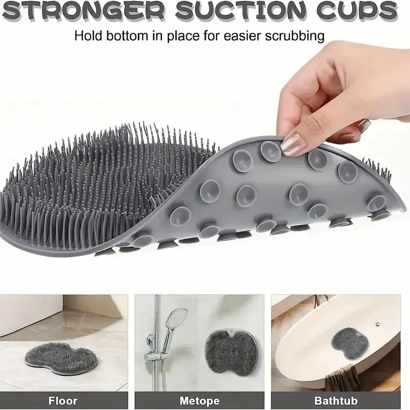 Silicone Bathroom Anti-Slip Bath Mat Massage Cushion Lazy Foot Rub Back Artifact Multifunctional Soft Cushion Powerful Sucker