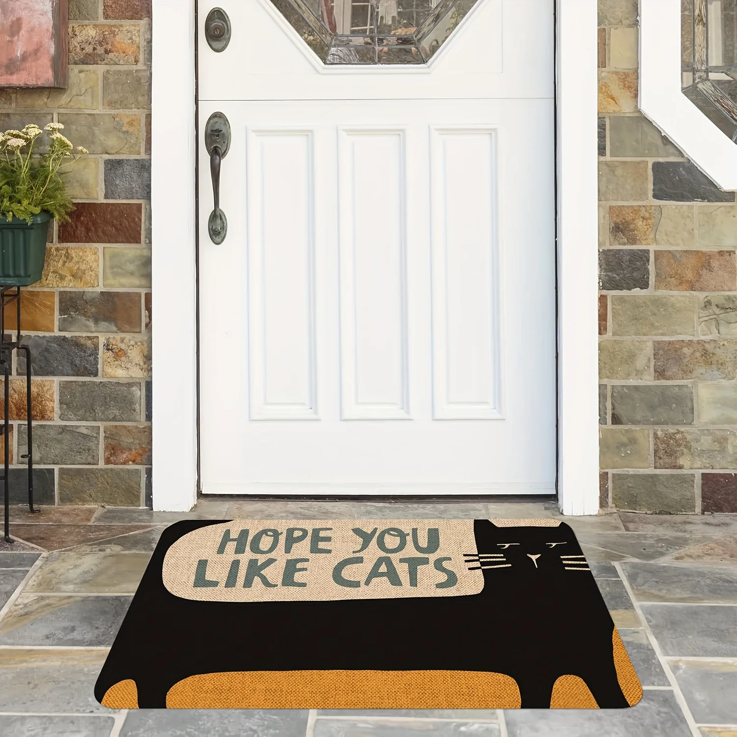 고양이를 좋아하길 바랍니다. 도어 매트 내구성이 뛰어난 미끄럼 방지 입구 러그..