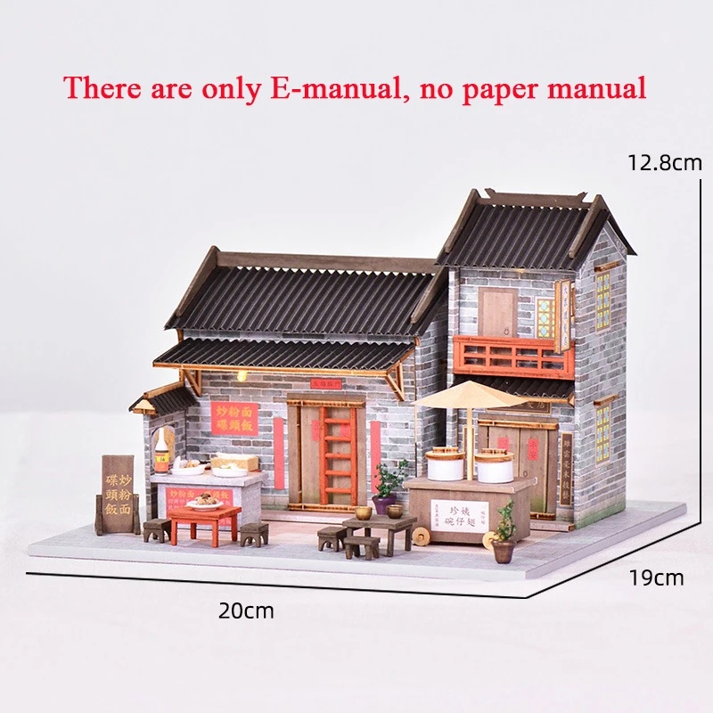 DIY Wooden Doll Houses Fruit Store Casa Mniature Building Kits with Furniture Led Trading Dollhouse for Adults Gifts 6