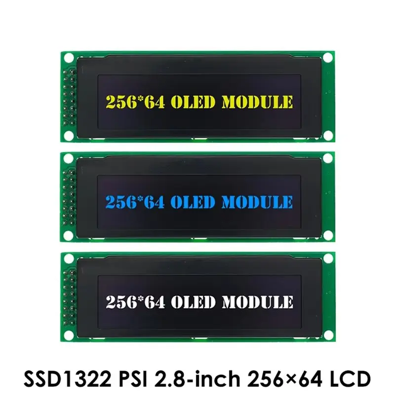 A97I-OLED 디스플레이 화면 2.8인치 256X64 해상도 25664 도트 그래픽 LCD 모듈 LCM 디스플레이 컨트롤러 SSD1322 지원 SPI 노란색