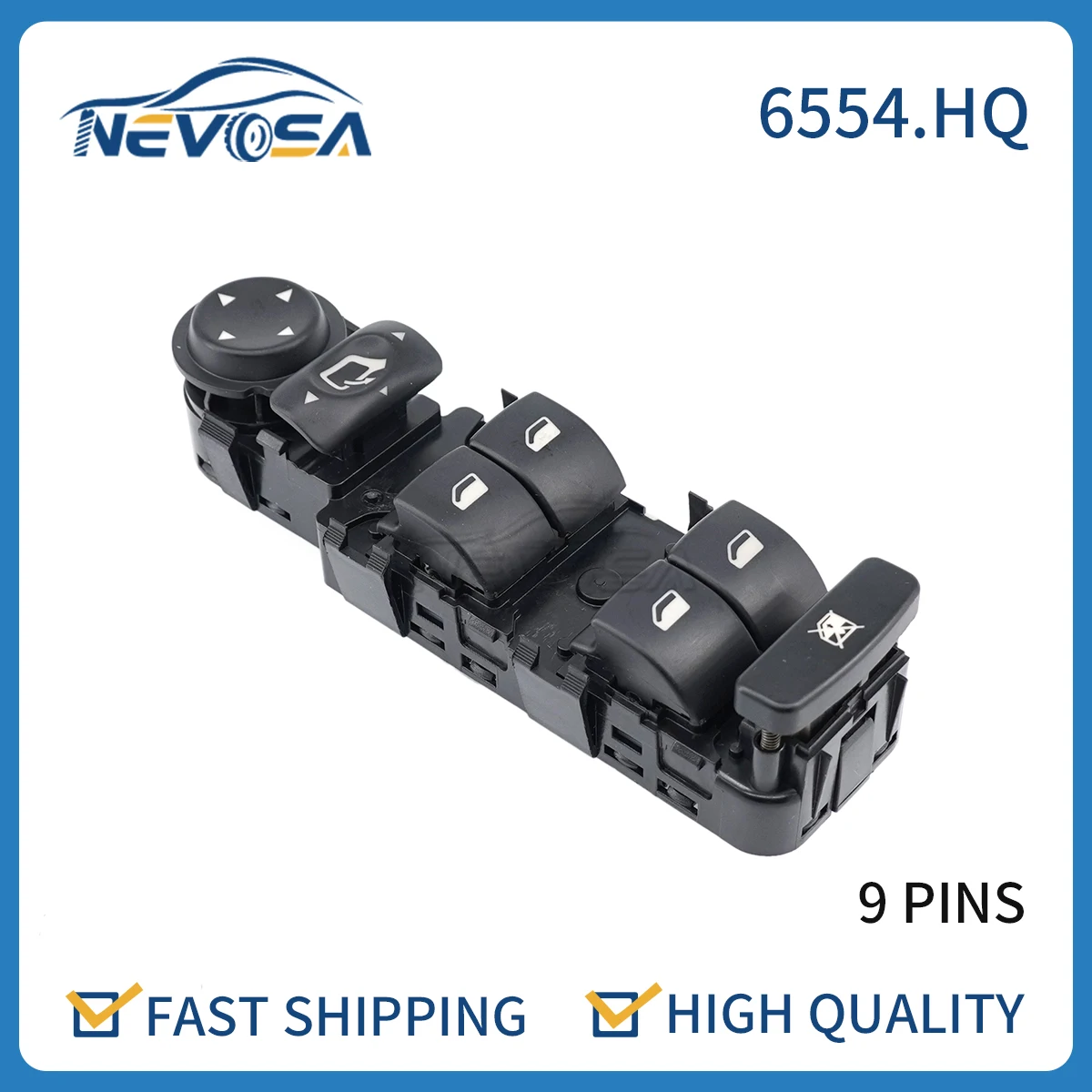 

Nevosa 6554.HQ For Peugeot 807 Citroen C5 C8 2001-2007 High Quality Driver Left Master Power Window Switch Console Button 6554HQ