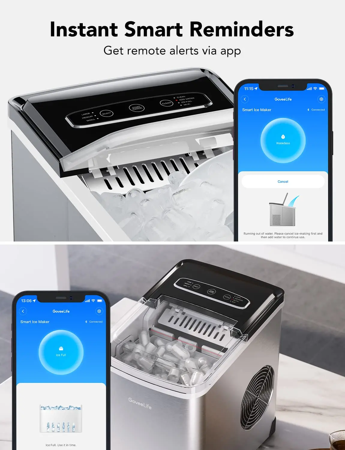 Machine Countertop with Self Cleaning, Voice Remote, 26lbs in 24Hrs, 9 Ice Cubes in 6 Minutes 3 Sizes, Portable Ice Makers with 6