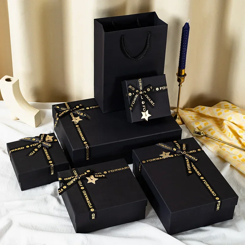 MultipleSizesLargeBlackGiftBoxValentinesDayBirthdayGiftPackagingBoxPaperJewelry