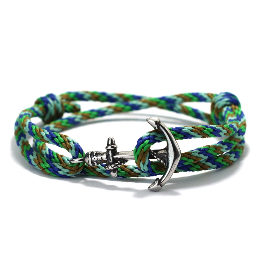 Stainless Steel Viking Skull Rope Bracelet for Men