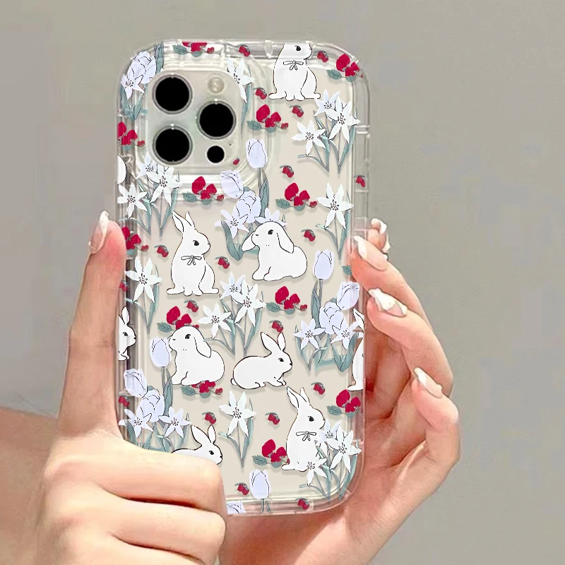Rabbit Flower Phone Case For Samsung A55 5G Case S24 Ultra A54 A34 A33 A53 A52 A32 A14 A71 A24 A13 A12 A15 S22 S21 S23 FE Cover 2