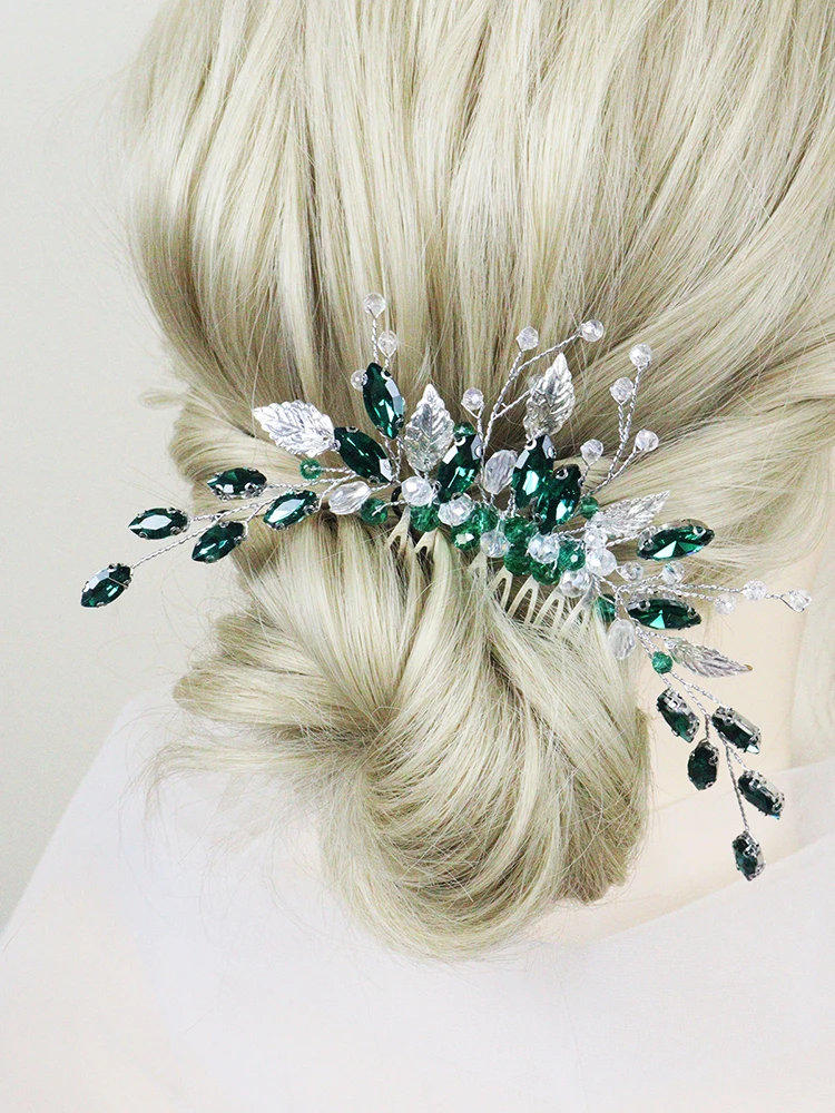 FRCOLOR 3pcs Green Crystal Headband Hair Diamonds Stick on Braid Headband  Green Crystal Hair Accessories Princess Decor Metal Trim Bride Wedding