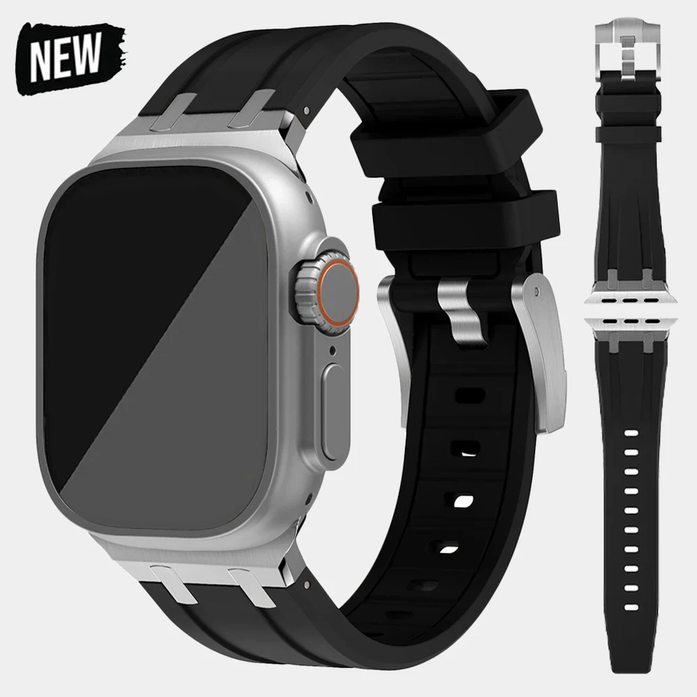 

Ремешок спортивный для Apple Watch 8 Ultra, мягкий силиконовый браслет для IWatch series 8 7 6 5 4 SE 41 мм 38 мм 40 мм