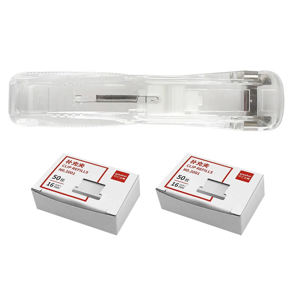 

Seamless Staple Office Stationery Stapler Clip Dispenser Decor Clam Document Clamp Paper Portable Manual Accessories