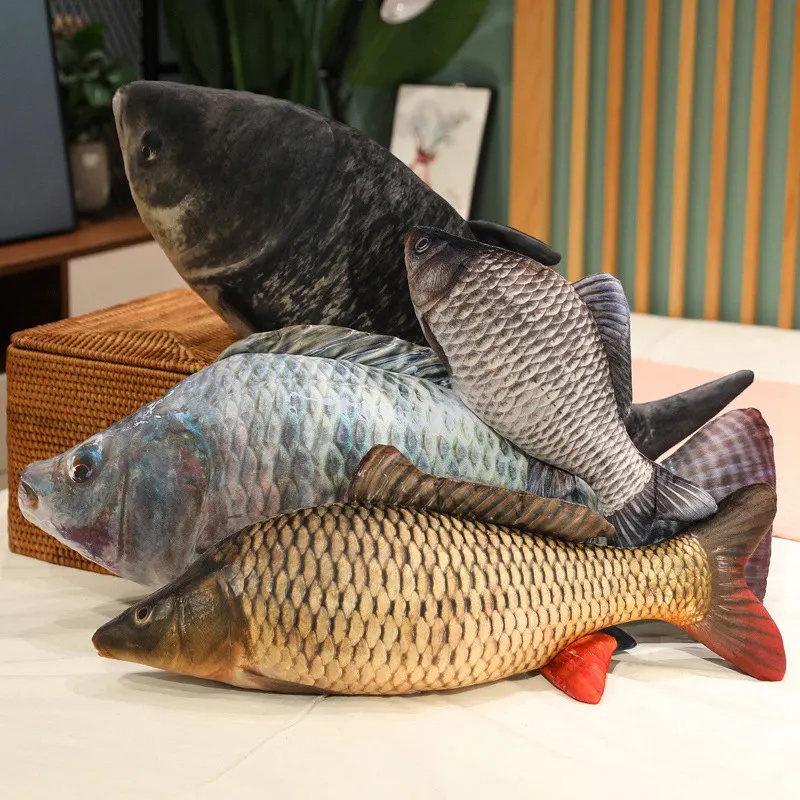 30cm/11.8in Simulation Funny Fish Plush Toys Stuffed Soft Animal CarpPlush Pillow Creative Sleep Cushion For Kids Girls Cat Toys 2
