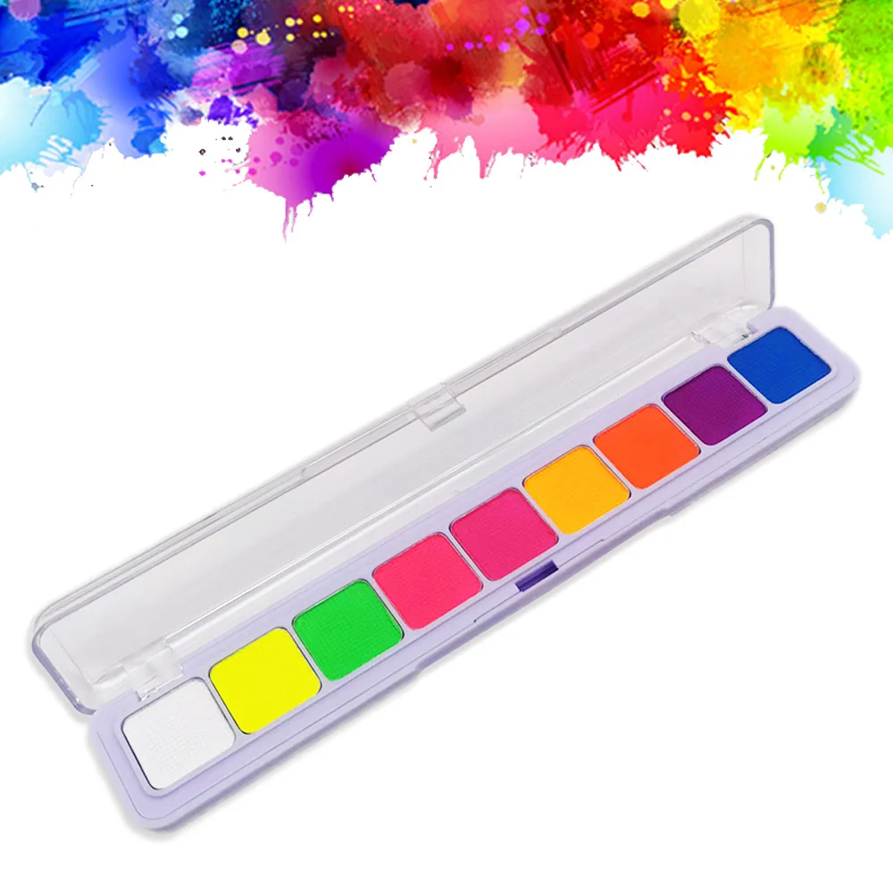 9 Colors Water Activated Eyeshadow UV Light Neon Eyeshadow Pastel-Black Light UV Reactive Eye Glow in Dark Palette eye shadow eye shadow plate