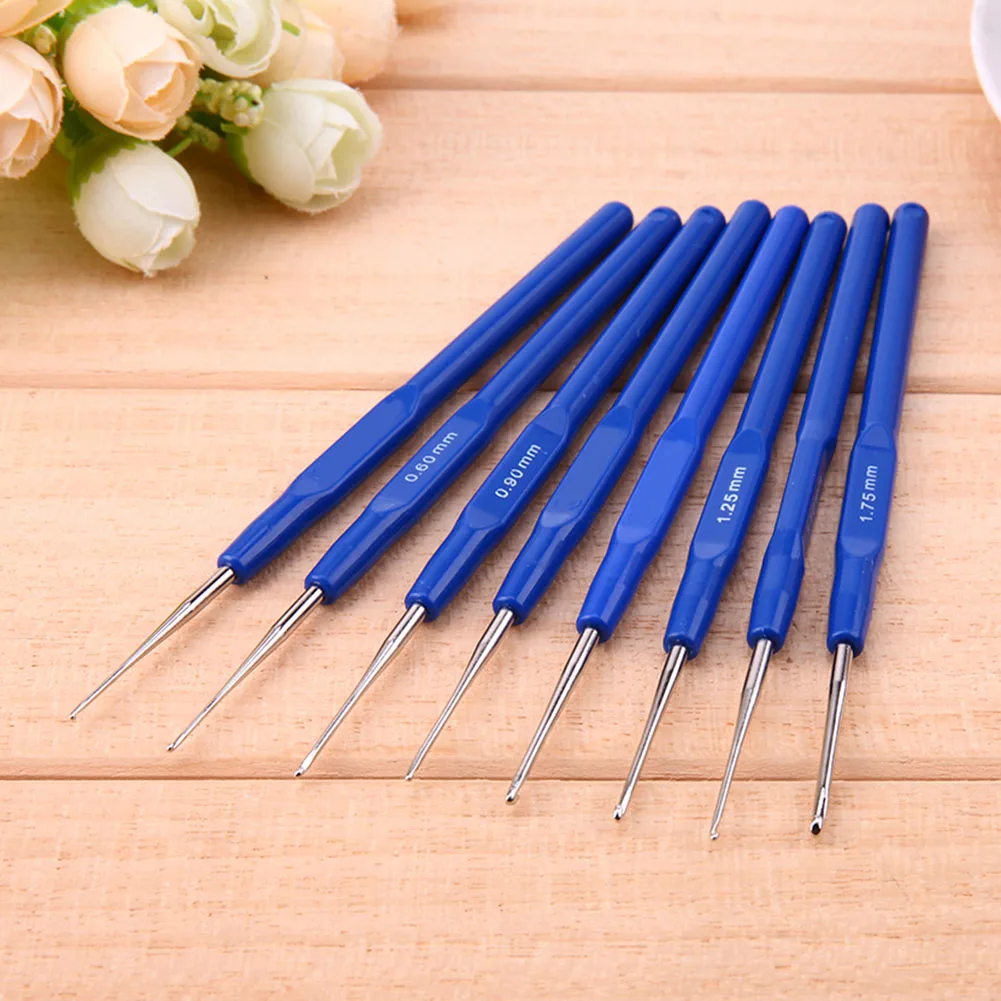 8Pcs Knitting Needles Kit Metal Sewing Needles Tool 0.6-1.75mm Yarn Craft Knitting Needles Sweater Weave Sewing Tool