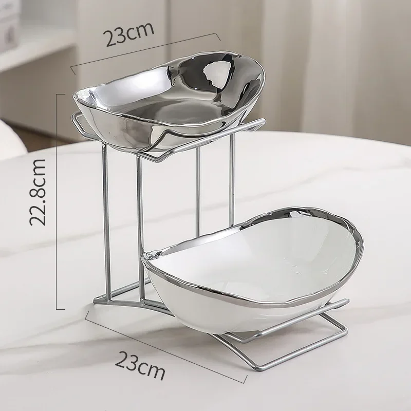 Ceramic Steel Multi Layer European Stackable Snack Serving Bowl Dry Fruit Tray Nut Candy Dried Fruit Display Storage Decor