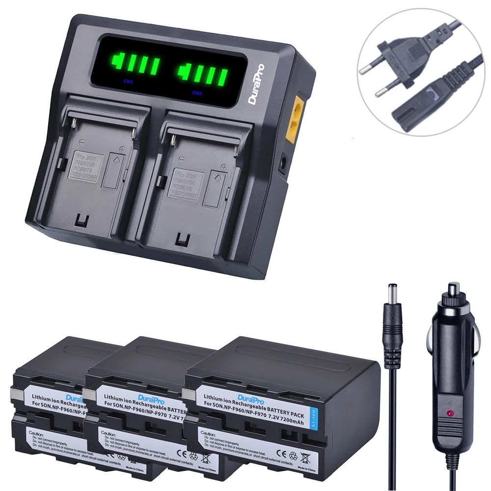 Np-F970 Np-F960 Np F970 F960 7.2V 7200Mah Batteria + Led Doppio Caricatore Rapido Per Batteria Sony Hvr-Hd1000 Hvr-Hd1000E Hvr-V1J