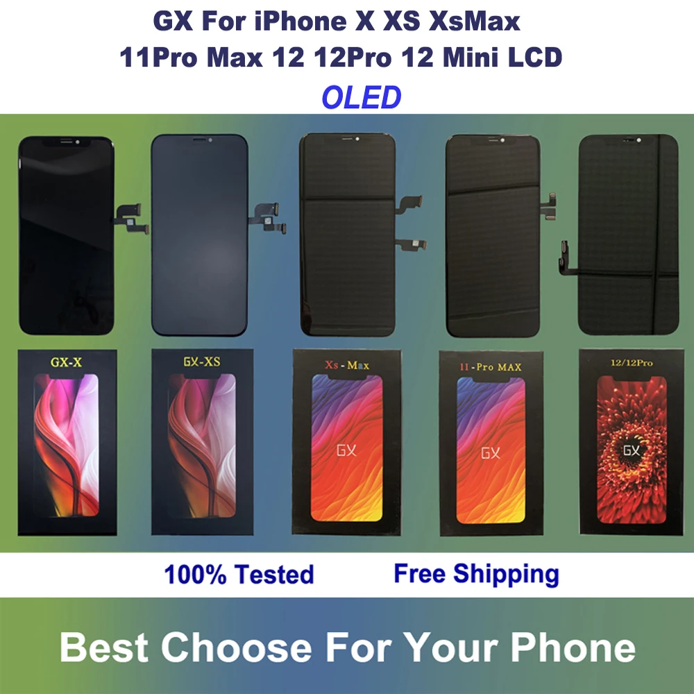아이폰용 GX LCD 스크린, 아이폰 11 프로 맥스, 12 프로 맥스, 12 미니, X, XS 맥스용 LCD 디스플레이, 3D