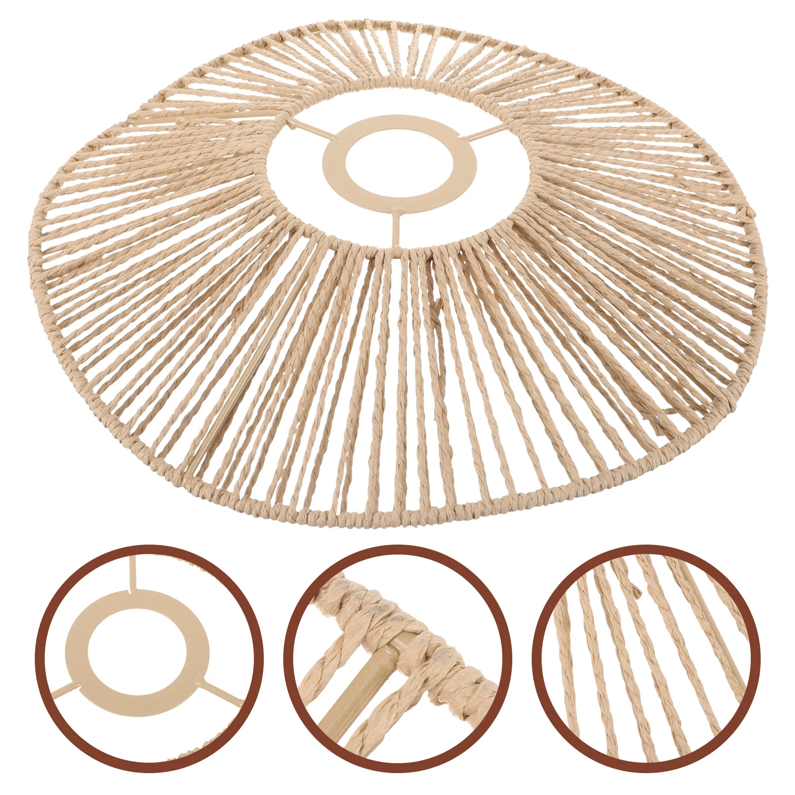 

Retro Style Lamp Shade Paper Rope Weaving Lamp Cover E27 Base Indoor Light Cover