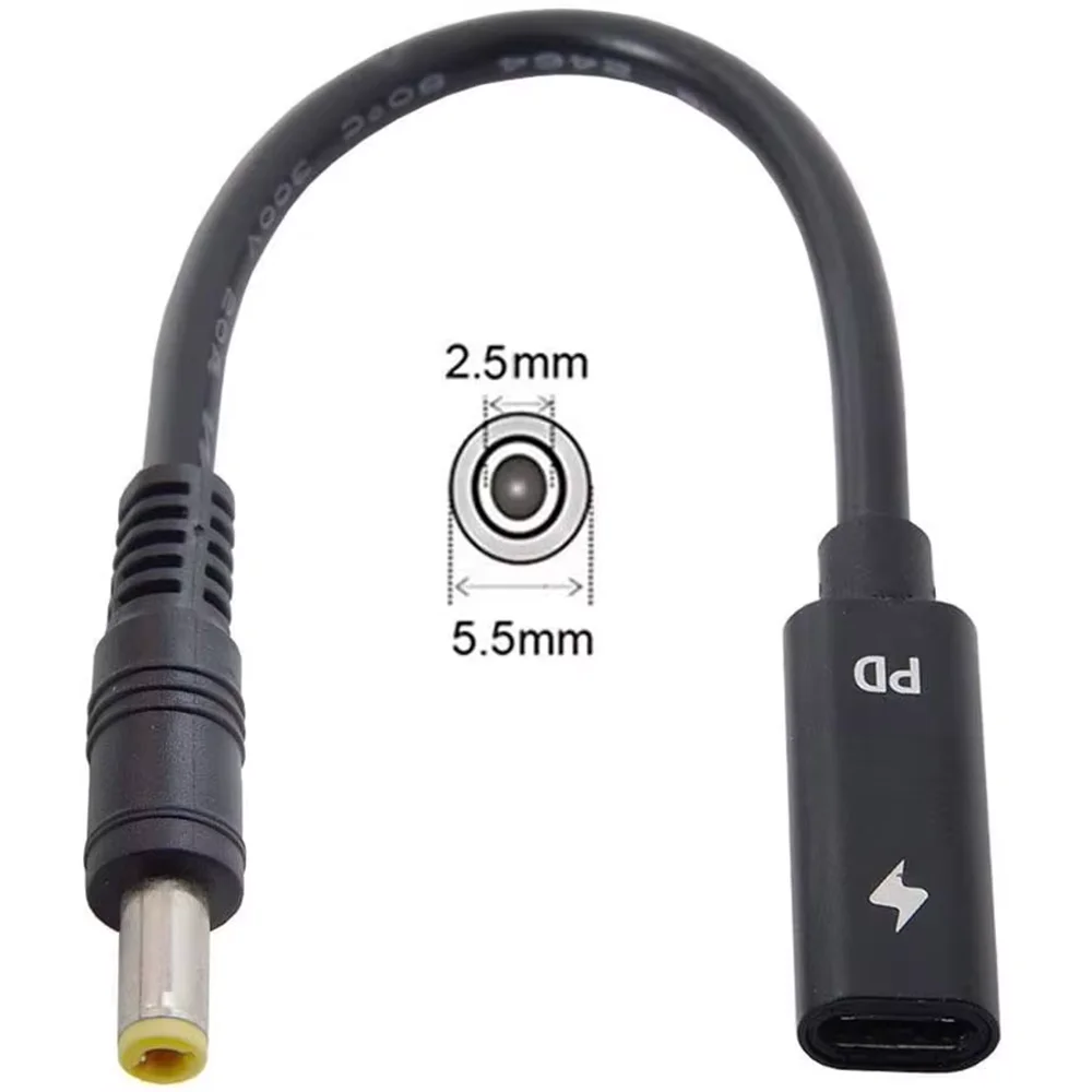 노트북용 C 타입 USB-C 암 입력-DC 5.5x2.5mm 전원 PD 충전 케이블, 18-20V