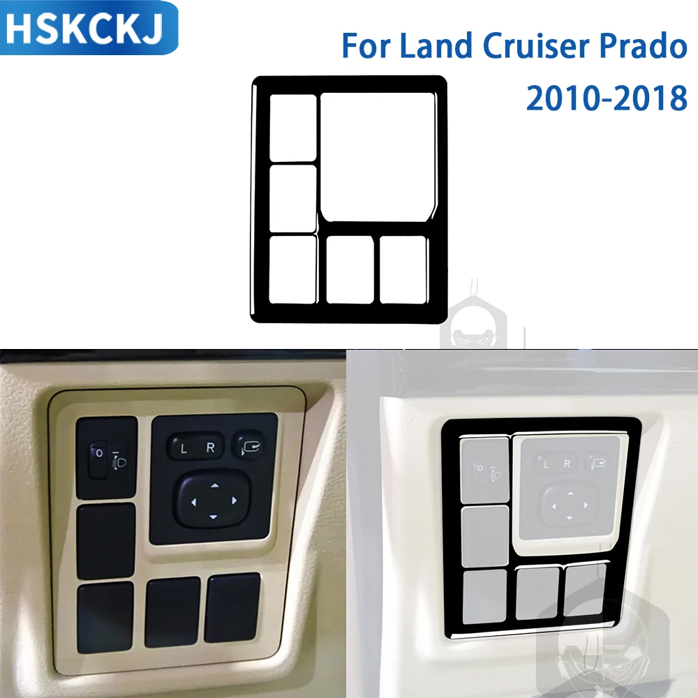 

Аксессуары для Toyota Land Cruiser Prado 2010-2018, черная пластиковая рамка переключателя внутренней фары автомобиля, декоративная наклейка