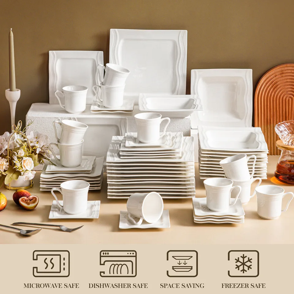 MALACASA 60 Piece Porcelain Dinnerware Set