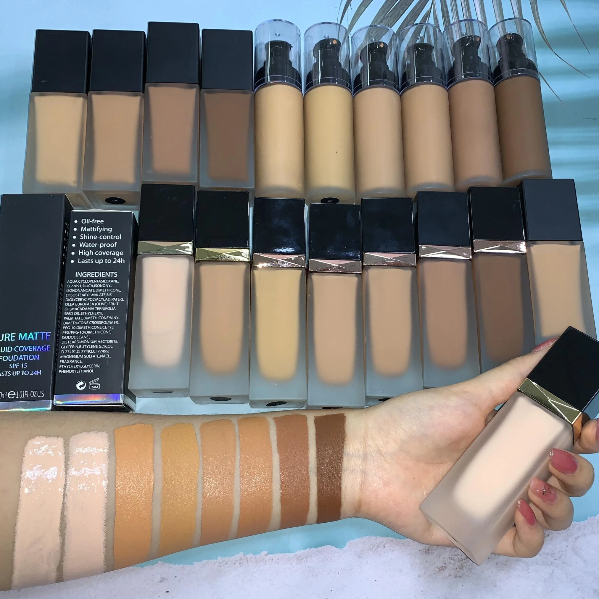Matte Liquid Foundation Waterproof Long Lasting Oil Control Full Coverage Foundation Private Label Natural Makeup Wholesale