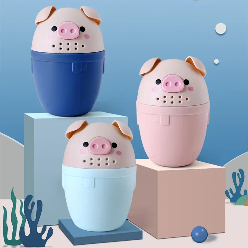 Baby Shampoo Rinse Cup Baby Piggy Cartoon Bath Rinser Pail Wash Hair Wash Out Shampoo Protecting Infant Eyes