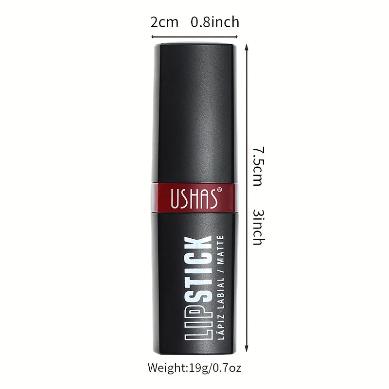 Lipstick USHAS Black Matte Holloween Party Long Lasting Waterproof Anti-smudge Gothic Velvet Lip Makeup Cosmetics