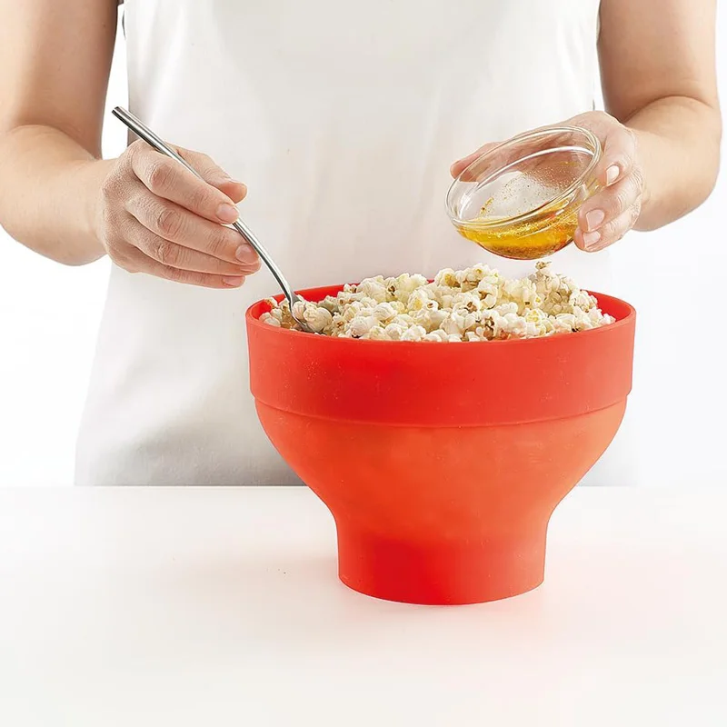Microwave Popcorn Bowl Bucket Silicone Red Popcorn Maker with Lid Food-grade Foldable High-quality Kitchen Simple Tools Microwave Popcorn Bowl Bucket Silicone Red Popcorn Maker with Lid Food-grade Foldable High-quality Kitchen Simple Tools