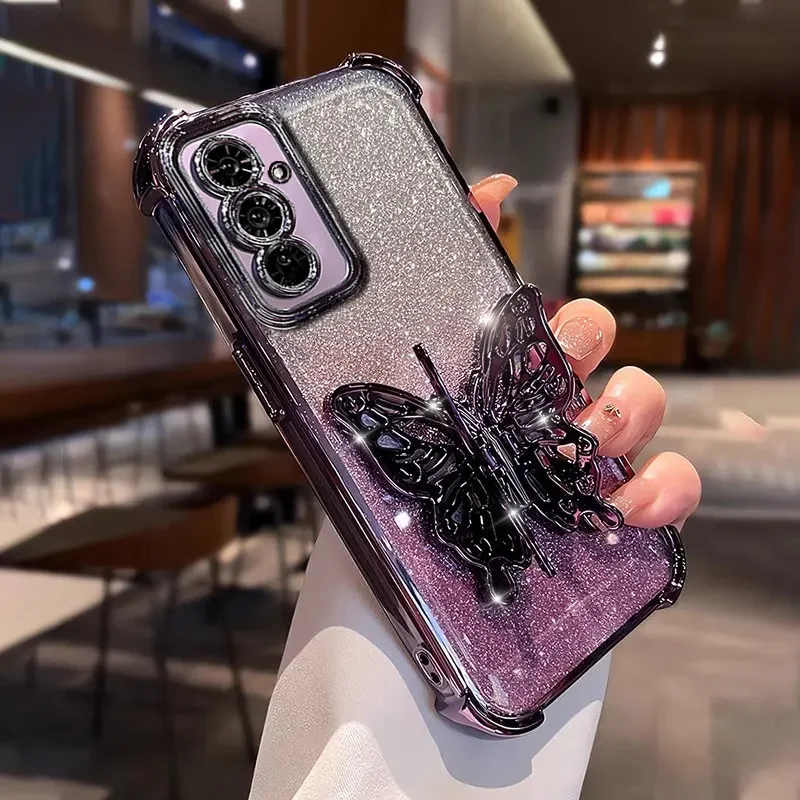 럭셔리 블링 케이스 나비 홀더 커버 (삼성 버디 4, 점프 3, 퀀텀 5, 4, A36, 14, 55, 25, 35, 16, A15, A06, A54 글리터 케이스)