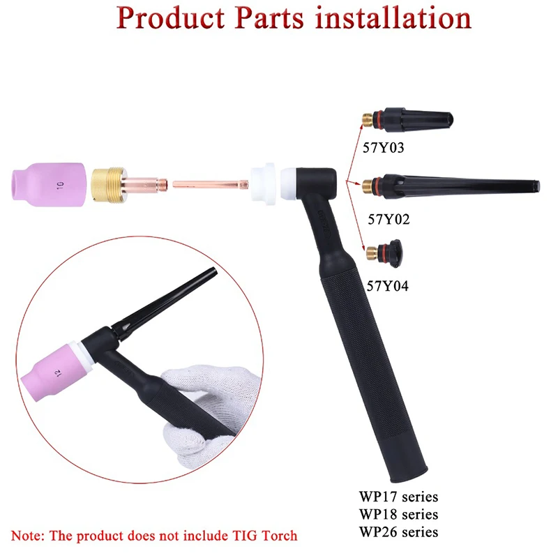 

9Pcs TIG Welding Torch Large Long Gas Lens & Alumina Cup for WP17 WP18 WP26 TIG Collet Bodies Spares Kit Accessories