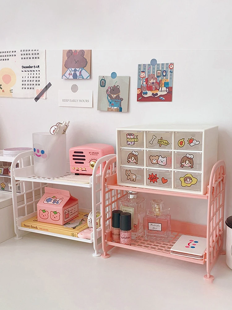 Multi-Storey Desktop Storage Shelf - Simple Horizontal Organizer for Office and Dormitory