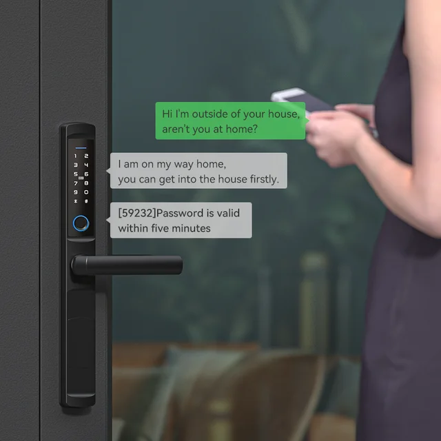 Waterproof IP66 Dustproof Tuya Wifi TTlock APP Fingerprint Sliding Smart Lock RFID Card Code Anti-Scratches Aluminum Door Locks 6