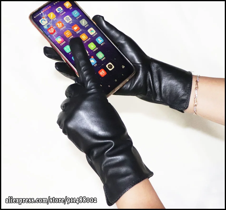 Leather gloves for men and women sheepskin single-layer unlined thin spring, autumn and winter riding and driving touch screen