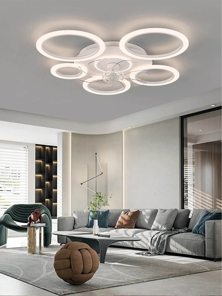 Modern White/Black Ceiling Fan Light for Living Room Dining Room Bedroom Induction Dimmable Round Acrylic Ceiling LED Fan Light ceiling fan led ceiling fan lights led fan light led ceiling lights