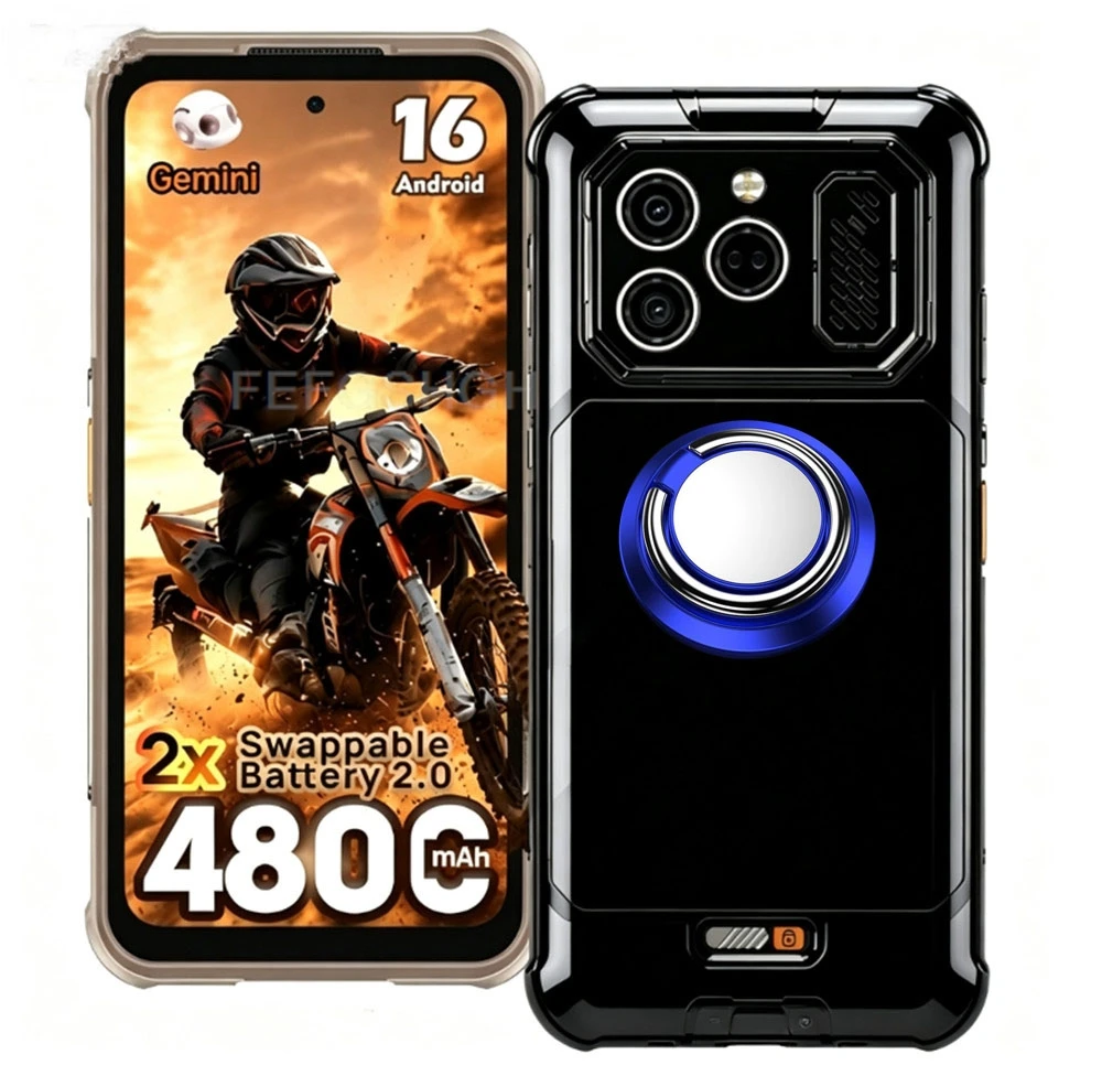 Rugged Silicone Phone Case with Back Ring Holder and Stand