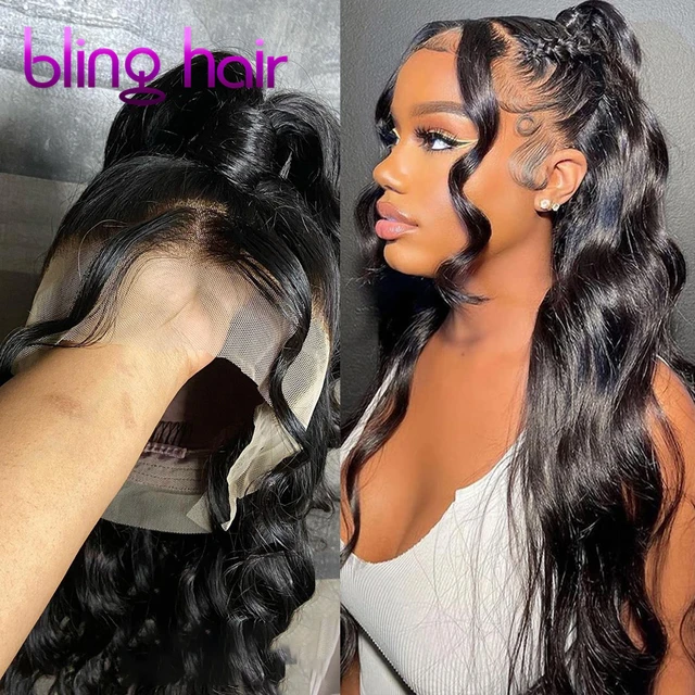 Perruque Lace Front Wig Body Wave brésilienne naturelle 180%, cheveux humains, 13x6, 13x4, pre-plucked, pour femmes, 360 1