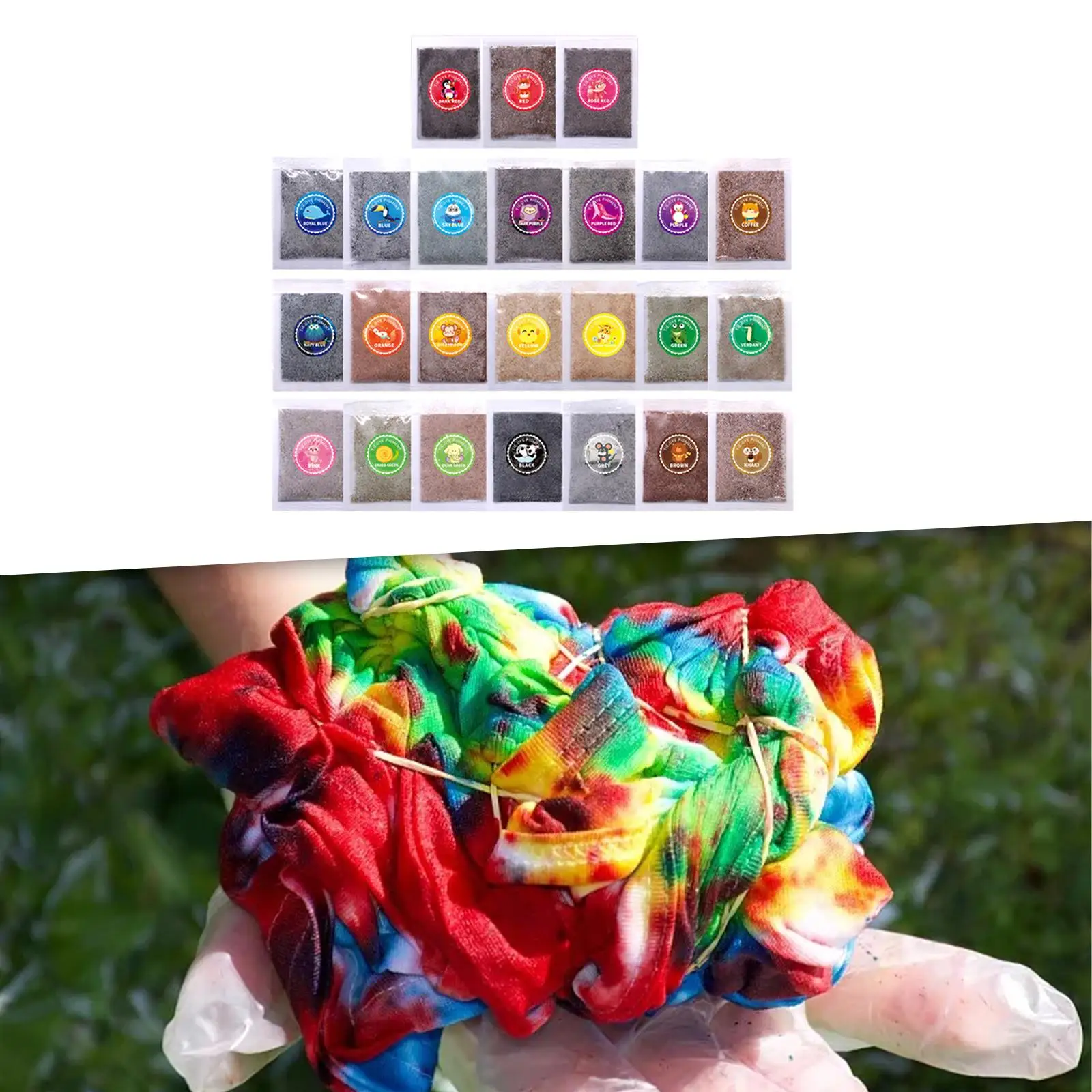 Tie Dye Powder Color Powder Packets for Textile for Children and Adults