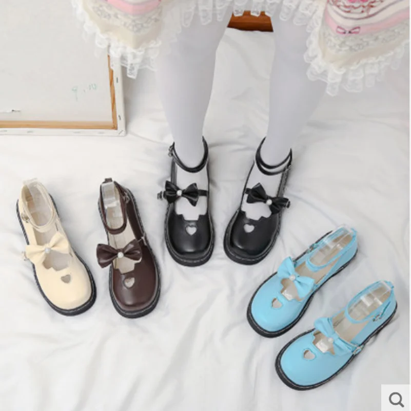 

Cute Round Head British Style Leather Shoes Female Soft Sister Japanese Lolita Soft Sister Retro Single Shoes Kawaii Shoes Cos