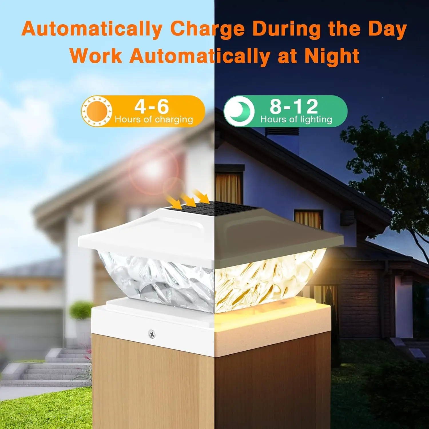 APONUO 4x4 Post Solar Lights - 12 Pack, Deck Post Lights Solar Powered - View #5
