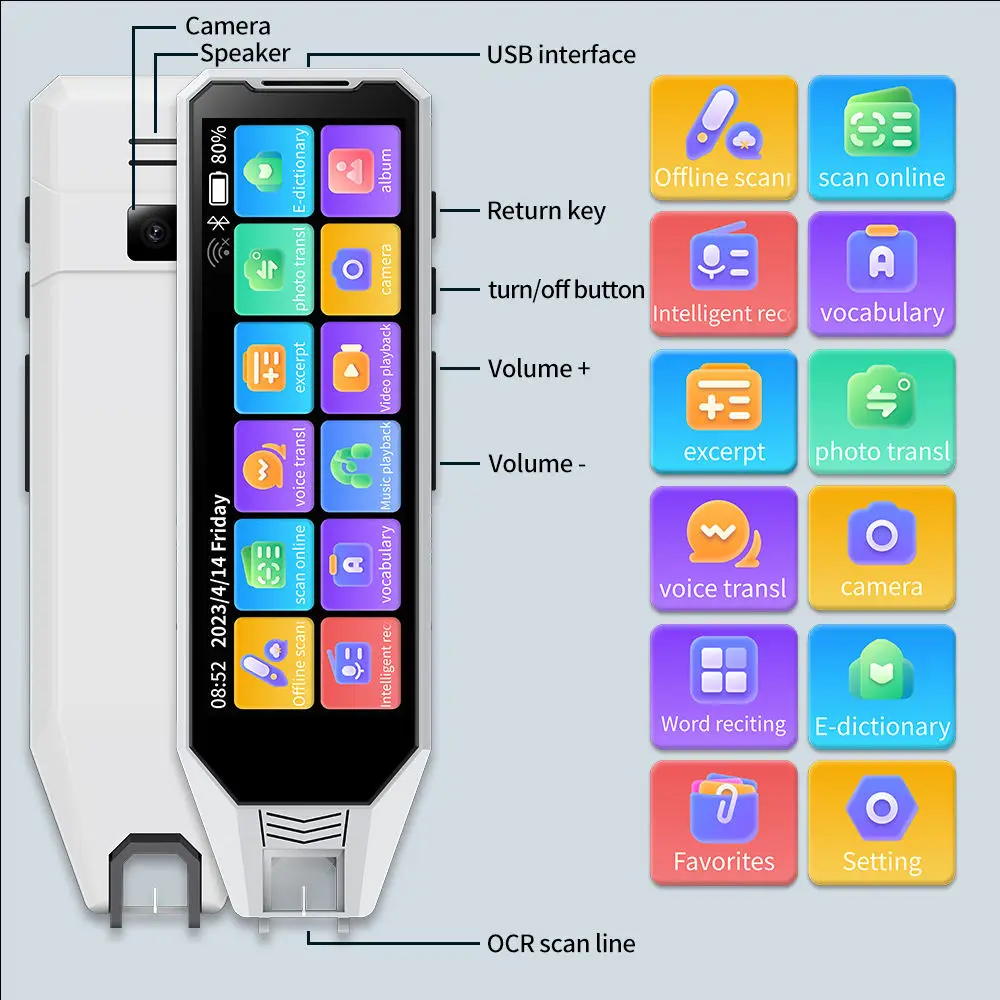 Translation Pen MD09 Intelligent Voice Converter Multi-language Offline WIFI Scanning Business Travel Foreign Dictionary